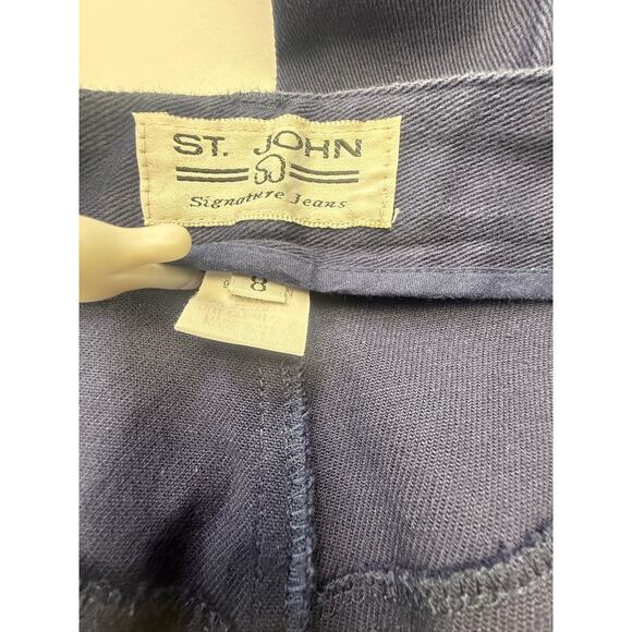 St. John Sport Signature Knit Jeans Navy Slim Leg Pants Size 8 - Picture 15 of 16